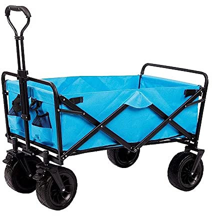 ZAANU Carretilla de Mano, Carretilla Plegable para Uso al Aire Libre Carretilla de jardín, Carretilla de Empuje Plegable con Freno, Carretilla portátil con Ruedas Ligera para Playa al ai
