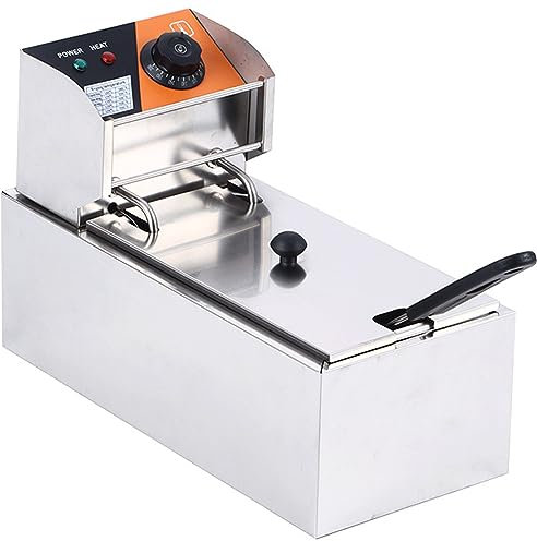 RUYICZB Freidora Eléctrica De Acero Inoxidable, Freidora Eléctrica Profesional Eléctrica con Cesta Y Tapatermostato Automático Calentamiento Rápido para Restaurante Y Uso Doméstico