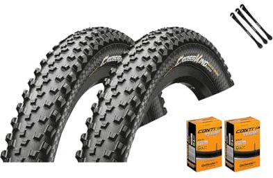 2er Set Continental Fahrradreifen Cross King Wire MTB 29 Zoll (55-622) AV DV SV Schlauch + 3 Metall Reifenheber (29x2,20 (55-622), AV-Ventil Schläuche)