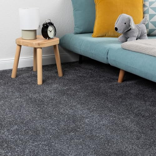 Steffensmeier Teppichboden Korsika Meterware | Auslegware für Kinderzimmer Wohnzimmer Schlafzimmer | Anthrazit, Größe: 100x300 cm
