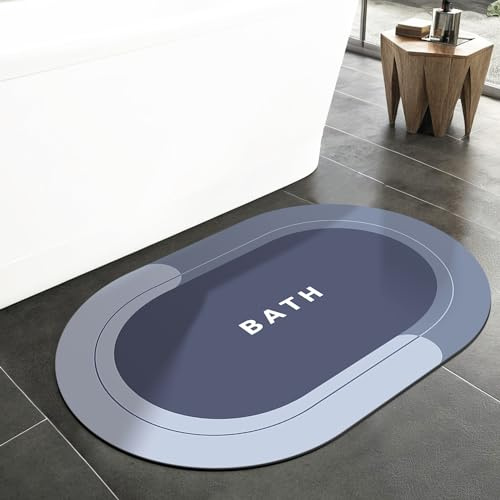 LIMNUO Alfombrilla de baño de diatomita,Antideslizante Anti Molde Alfombras de baño de Secado rápido,Alfombra Baño Diatomita,Adecuado para Suelos, cabinas de Ducha. (Azul, 60x40cm)