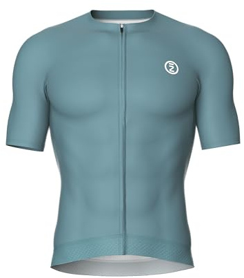 INBIKE Fahrradtrikot Herren Radtrikot Rennrad Trikot Fahrradbekleidung Summer Kurzarm mit 3 Taschen Men's Jesery Atmungsaktiv Elastisch UV-Protect Schnell Trocknend Blau,L