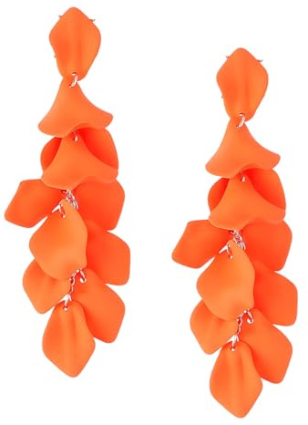 HZAOPZE Boho Ohrringe Orange Acryl Blütenblatt Tropfenohrringe Lange Tropfen Rosenohrringe Ubertriebene Blumenohrringe Earrings Aesthetic für Frauen und Mädchen 80er 90er Jahre Accessoires Neon Party