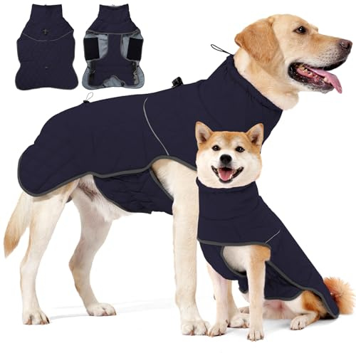 HEYWEAN Caldo cappotto per cani impermeabile Giacca invernale foderata in pile riflettente con D-Ring Cappotti e giubbotti per cani taglia piccola media grande vestiti per cani cappotto cane invernale