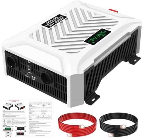 DATOUBOSS Convertisseur 24v 220v/230v Pur Sinus 3500W/7000W Onduleur, Transformateur 24V 220V Voiture Convertisseur de Tension avec écran LCD,Inverter pour RV Voiture, Caravane, Bateau, Camping