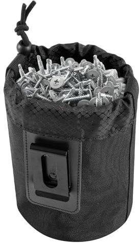 Tool Pouch for Screws and Nails,Wear Resistant Small tools Storage Bag with Metal Belt Clip Attachment For Builders Electrician's Hammer Frame And Nail Bag Organizer 13 x 19.5cm（Black）