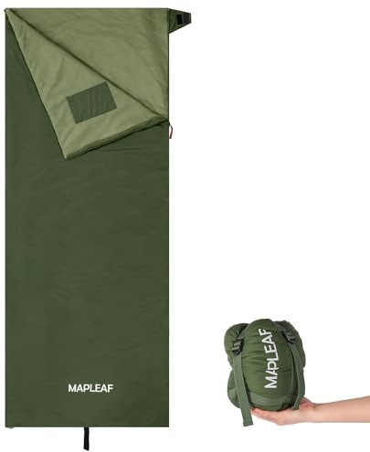 MAPLEAF Saco de Dormir Plegable portátil, Impermeable, Compacto, Ligero, con Saco de compresión, para Camping, Senderismo, Viajes y al Aire Libre en Primavera, Verano y otoño [-3 °C hasta 15 °C]