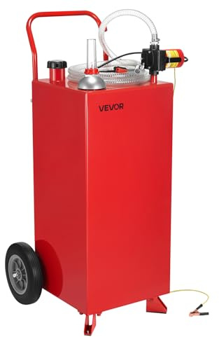VEVOR Bidon d'Essence et Diesel sur Roues, 113,5 L, Réservoir de Carburant avec Pompe Électrique, Tuyau 3 m, Chariot de Ravitaillement Stockage de Carburant pour VTT, Voiture, Tondeuse, Bateau, Moto