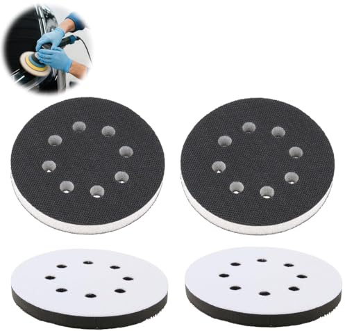 2 Pièces Tampon Interface 125mm à 8 Trous en Mousse Souple pour Rondes, Tampons de Polissage de 125 mm, Tampon Interface en Éponge, pour Disques de Ponçage et Assiettes de Polissage