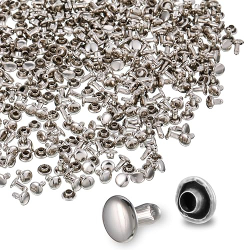 200 Sets Silber Ledernieten Doppelter Ledernieten Röhrenförmige Metallnieten Doppelkappennieten Metallnieten Stoffnieten, Lederverschlüsse Zum Basteln Von Kleidung, Schuhen, Zubehör (6 Mm, Silber)