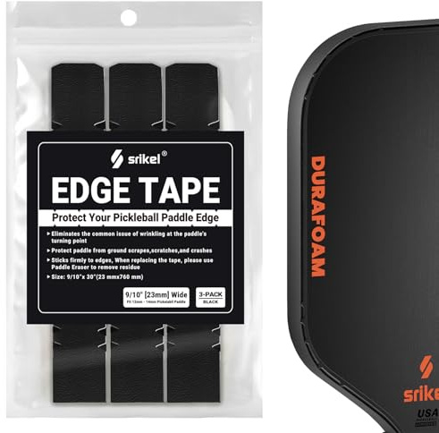 Srikel Pickleball Edge Guard Tape – Pickle Ball Paddle Edge Protection Tape 3 Pack, Paddle Head Edge Guard for 12MM to 20MM Rackets, Fits Perfectly Curved Edge, Easy Application, No Wrinkling