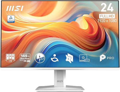 MSI Pro MP243W E14 24 IPS 1920 x 1080 (FHD), Computer Monitor, 144Hz, Adaptive Sync, HDR Ready, HDMI, Display Port, VESA Mount, Tilt, Thin Frame 4