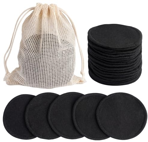 24 Pezzi 8 cm Dischetti Struccanti Lavabili, Fibra di Bambù Dischetti Struccanti Riutilizzabili, Panno Struccante Viso con Sacchetto per Il Bucato per Tutti I Tipi di Pelle per la Pulizia del Viso