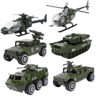 Toddmomy 6 Piezas Modelo de Coche Deslizante de Aleación Escala Mini Coche de Juguete de Fundición Presión Vehículo Militar de Aleación para Coleccionismo Simulación
