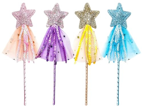 Kreeqe Gnistrande stjärna älva trollstav Halloween prinsessa magisk accessoar vuxen kostym party rekvisita skimmer paljetter tofsar
