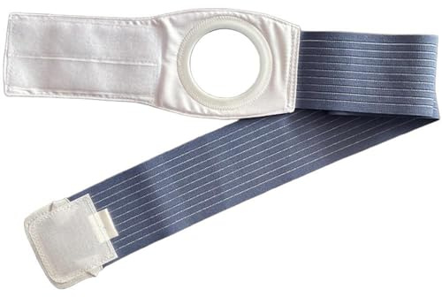 Cinturón Ostomía, Cinturón de Ostomía de Alta Elasticidad con Orificio de 7 Cm, Faja de Estoma Abdominal Ajustable, Reduce la Hernia Paraestomal y Refuerza las Bolsas(Medium)