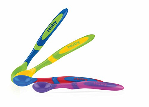 Nuby ID5574 - Cuchara de mango largo, 4 piezas, 6 meses+