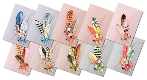 Ideen mit Herz Verschluss-Grußkarten & 3-D Motive Federn, inkl. Umschläge, 30-teilig | Bastelset für Geburtstagskarten | Karten basteln für Hochzeit, Geburtstag, Jubiläum | Vintage & Retro