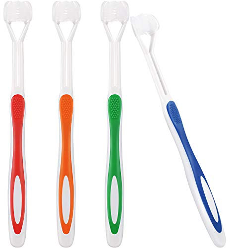 4 Stück Dreiseitige Zahnbürste Autismus Sensorische Zahnbürste Borsten Reise Zahnbürste für Kinder Komplette Zahnfleischpflege Ziemlich Guter Winkel Reinigen Sie Jeden Zahn, Weich und Sanft