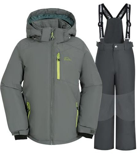 SMONTY Niños Traje de nieve para niños Chaqueta de esquí de invierno y pantalones Set con capucha Set impermeable a prueba de viento caliente