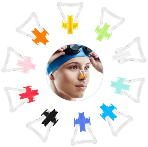 UTXN 10 Pieces Nose Clips Swimming Nose Plugs for Swimming Nose Clips Swimming Waterproof Swim Training Nose Nose Clips for Swimming Adults Beginners（10 Colors）