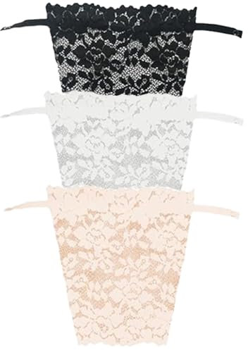 HSKRKOW 3 Pièces Dentelle Pour Décolleté, Cache Decollete Femme Grande Taille, Camisoles À Clipser En Dentelle Pour Femme,Lace Clip-On Mock Camisole Bra Insert(3Forme)