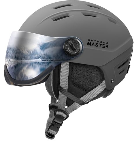 OutdoorMaster Snowboard Helmet with Ski Goggles,Ski Helmet and 2-in-1 Visor Detachable Goggles Set,Protective EPS Foam & 14 Cooling Vents -Snow Helmets for Men,Women & Youth