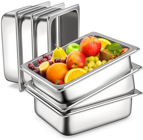 Zapstarz 6 Pack Hotel Pans, 1/2 Half Size 4 Inch Deep Steam Table Pan