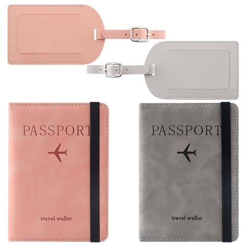 GHLAECM 2 Set Reisepasshülle und Kofferanhänger, Passport Hülle Cover, Passhülle Reisepass Gepäcketiketten, Passport Wallet und Gepäckanhänger, für Damen und Herren Travel Essentials