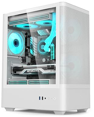 iONZ PC Case mATX Mid Tower with 3 ARGB PWM Fans, High Airflow - KZ19 Spin - Mesh | White