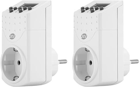 REV Zeitschaltuhr, digital, Zufallsfunktion, 20 Zeiten/Tag, 1800W, Weiss (Packung mit 2)