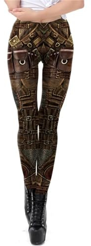 AAIXXIZAO Byxor Dam Steampunk Träningsleggings för Kvinnor Tunna Mekaniska Fitness Leggings Ankelbyxor Tryck Elastiska Legins M Kdk2171