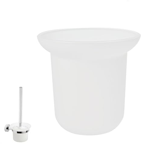 JNEYVIC Vaso Escobilla WC Baño Cristal 11x11cm Universal Portaescobillas de Baño Soporte Cepillo Inodoro - Mantiene El Cepillo Recogido Fácil Limpieza, Ocupa Nada Organizador Accesorios Transparente