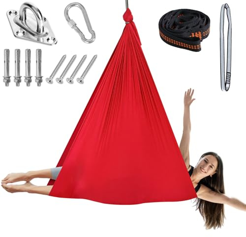 Chihee Inversion och flexibilitet Flygplan Yoga Hängmatta Högkvalitativ Polyester Hängmatta för Stretching Yoga Meditation - Lätt att installera med säker monteringssats