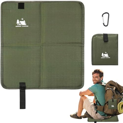 dellyy Cuscini da Esterno Impermeabili con Gancio, Cuscini Esterno per Bambini e Adulti, Cuscini Impermeabili da Esterno, Attrezzatura da Trekking, Cuscino da Campeggio (Verde)