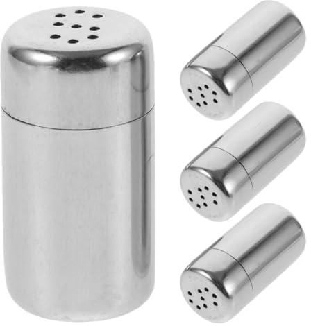 ibasenice Set 4 Pezzi Mini Shaker per Condimenti in Acciaio Inossidabile, Contenitore per Sale e Pepe Portatile con Coperchio, per Campeggio e Picnic All'aperto