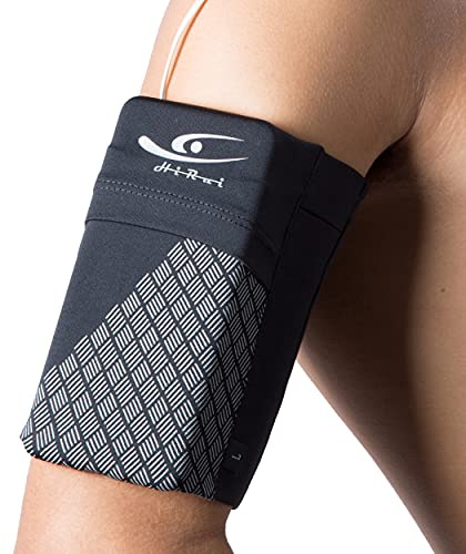 HiRui Universal Sports Armband Cell Phone Armband Sleeves Running Armband for Exercise Workout, Compatible with iPhone 17/17Plus/Pro/16/15/15Plus/14 Samsung Galaxy All Phones (Medium, Black)