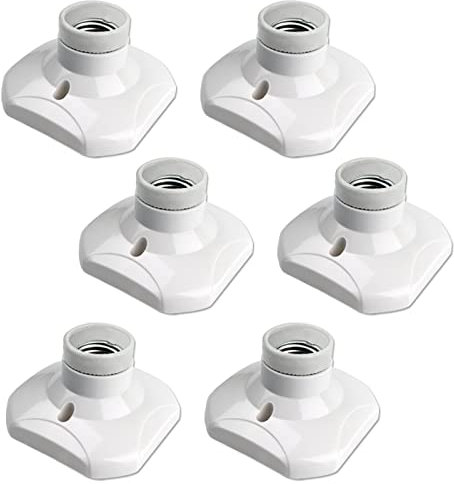 E27 Screw Light Bulb Socket Holder, E27 Lamp Holder Base, Edison Screw E27 Wall Socket, Ceiling Light Fitting, AC 220-250V, White, 6pcs