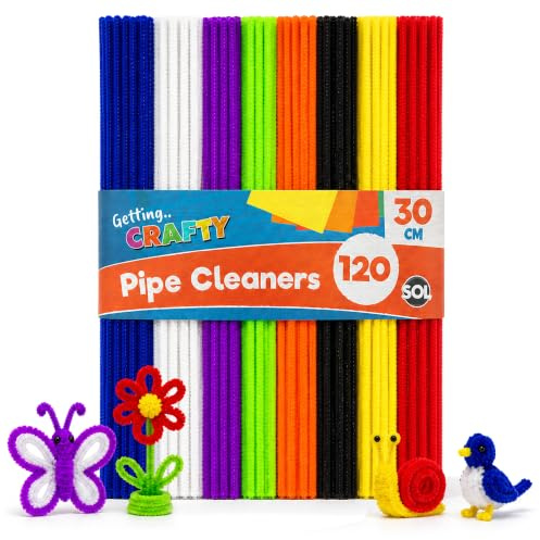 SOL 120 Pipe Cleaners for Craft Flowers - Multicolour 30cm Chenille Stems