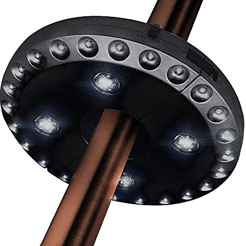 QAF Lámpara para Sombrilla de Patio Luces Sombrilla Paraguas Poste Patio Carpas Iluminación Inalámbrico 28 Luces LED Paraguas Sombrilla de atenuación de 3 Niveles Luz LED Luz Blanca Pura Lámpara colg