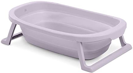 hauck Baignoire Bébé avec Siège Wash N Fold M Baignoire Pliable Bébé jusqu'à 16 kg, Bouchon Change de Couleur à Température Élevée, Bassin de Douche Portable, Drainage Rapide - Lila