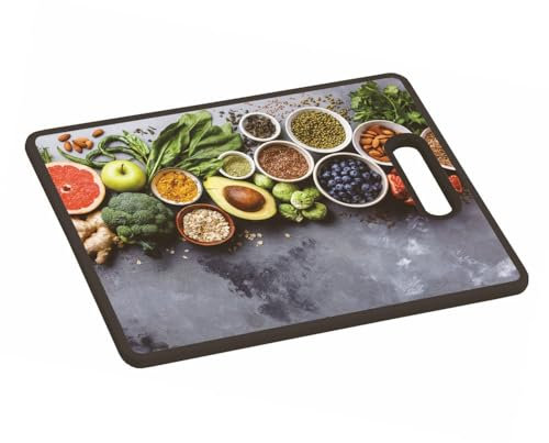 KESPER Schneid- & Servierbrett Healthy Kitchen – mit Faserplattenkern, Kunststoffoberfläche und Griff, ideal zum Schneiden und Servieren, Maße: 38 x 30 x 1,2 cm, 30832
