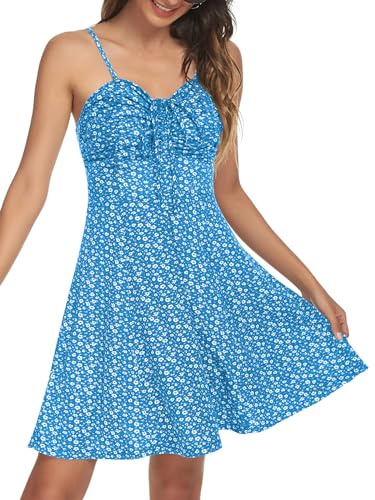Missufe Vestido de verano para mujer, con diseño floral, tirantes delgados