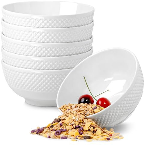 NUTRIUPS Müslischalen Set, Suppenschalen Weiß, 700ml 15x7cm Schüsseln Keramik, Mikrowellenfest Ofenfest, Bowl Set für Haferflocken Salat, Dessertschalen (6)
