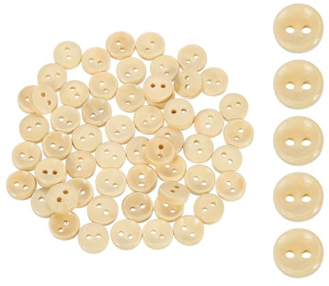 SUIKIHUM Confezione da 50 bottoni rotondi in legno (10 mm), 2 fori, fatti a mano, decorativi, per fai da te, uncinetto, cappotti, tessuti, borse, artigianato, colore legno