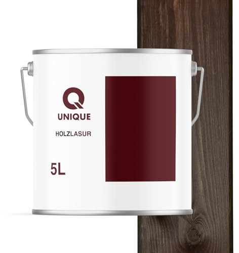 Q UNIQUE Holzlasur Satin 5L | Holzschutz & Farbe für außen & innen | Farbe: Palisander | Für Garten, Zäune, Fassaden, Möbel