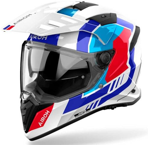 Airoh Bandit Horn Enduro-hjälm, weiß/blau/rot, XS (53/54)