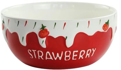 KXKJRYB Corbeille à Fruits Relief CéRamique Bol Porcelaine Fraise Fruit Basket Pour Snacks Salade DîNer DéCoration De Table