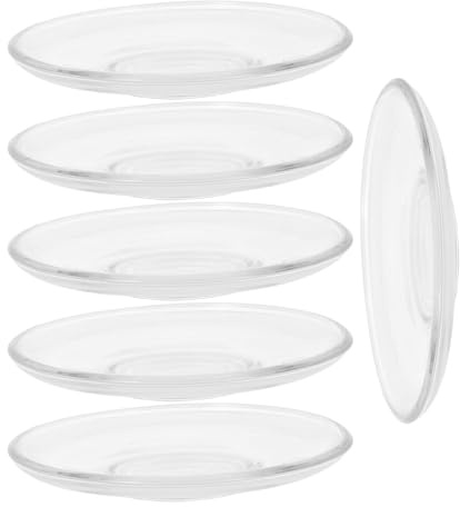 TOBBOMEY 6 Piattini in Vetro Trasparente Sottobicchieri per Tazze da tè E caffè Piattini Decorativi per Dessert E Snack Perfetti per Casa Bar E Sale da tè