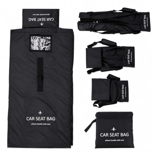 Vexnaro Bolsa de Viaje para Asiento de Coche, Funda Protectora de Nylon Resistente al Agua con Correa de Hombro, Bolsa de Transporte para Avion Aeropuerto y Almacenamiento, Tamaño Universal